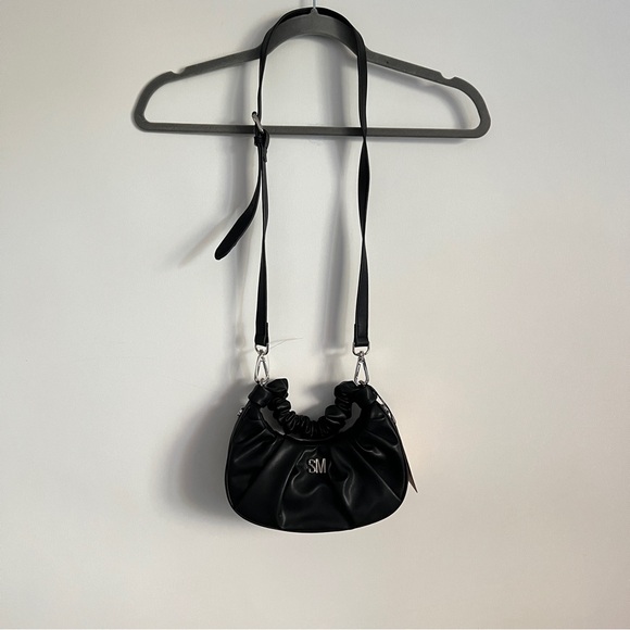 Steve Madden Handbags - Steve Madden Black Ruched Crescent Hobo Small Shoulder Bag NWT